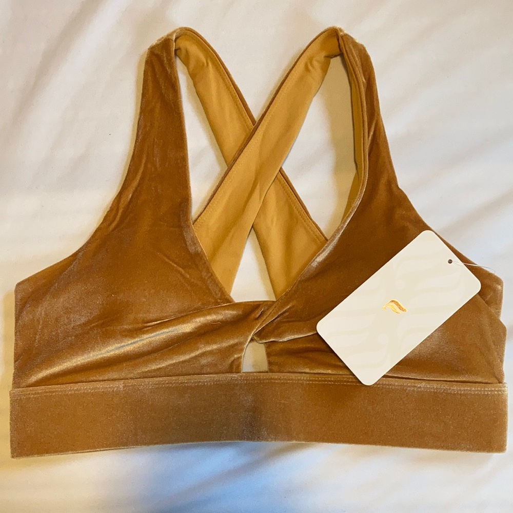 Fabletics Oasis Twist-Front Sports Bra Velour Vanessa Hudgens Line NWT